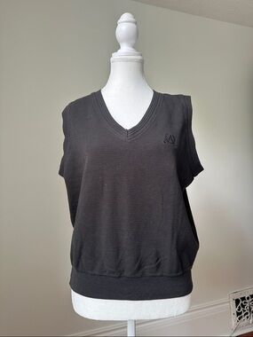 ARROW AMERICA'S GOLF Black Waffle Knit Vneck Sporty Sweater Vest Size Medium